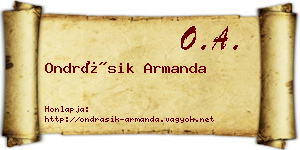 Ondrásik Armanda névjegykártya